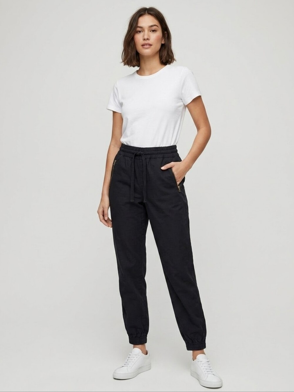Tna Aritzia Black Alix Cotton Ripstop Zip Pocket Jogger Pants Size XS